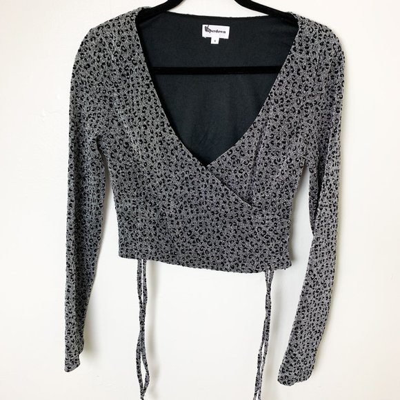 Revolve Superdown Syna Ruched Top in Silver Leopard Small - Picture 2 of 7